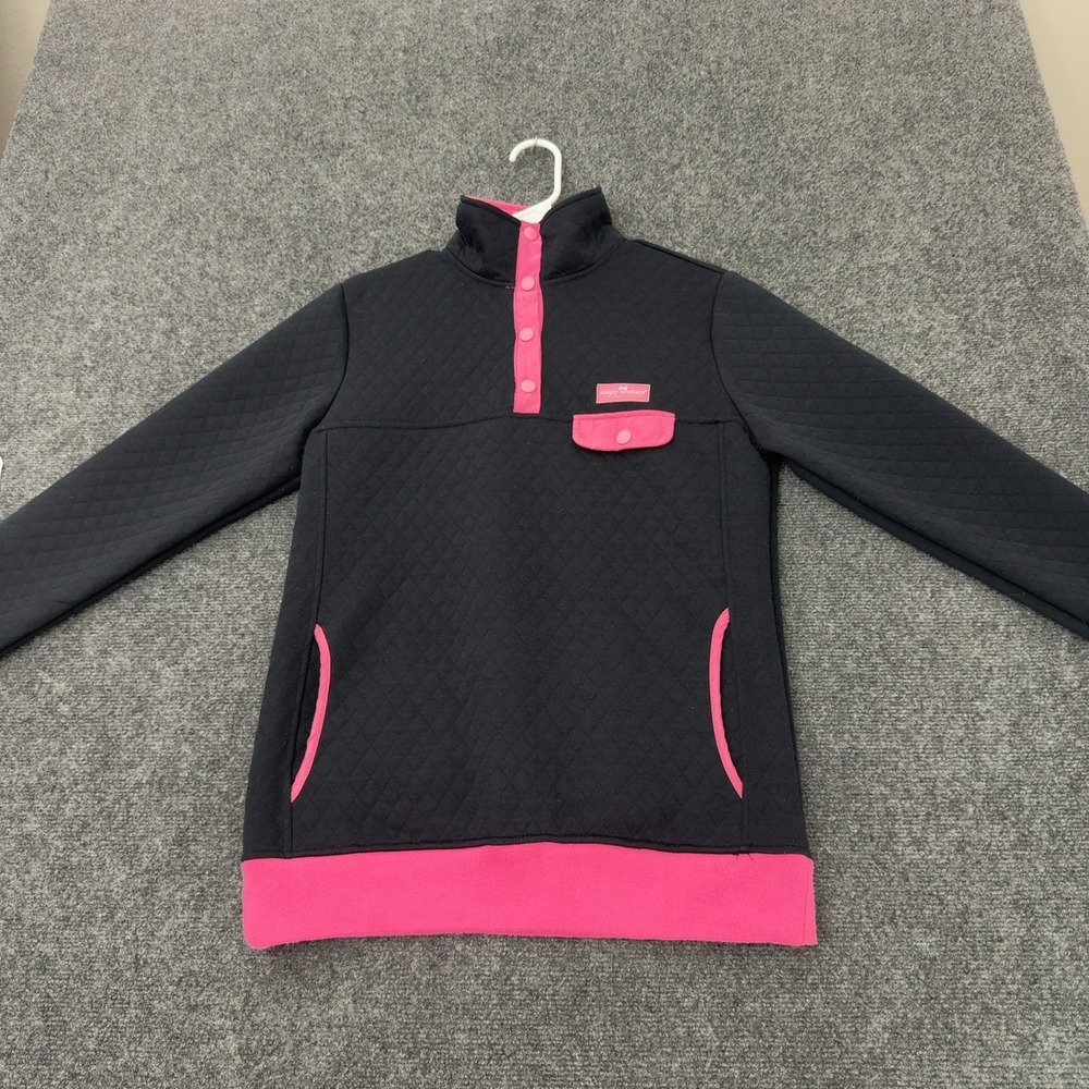 Simply Southern Pullover Women S Black Pink Quilted Quarter Snap Mock Neck Style